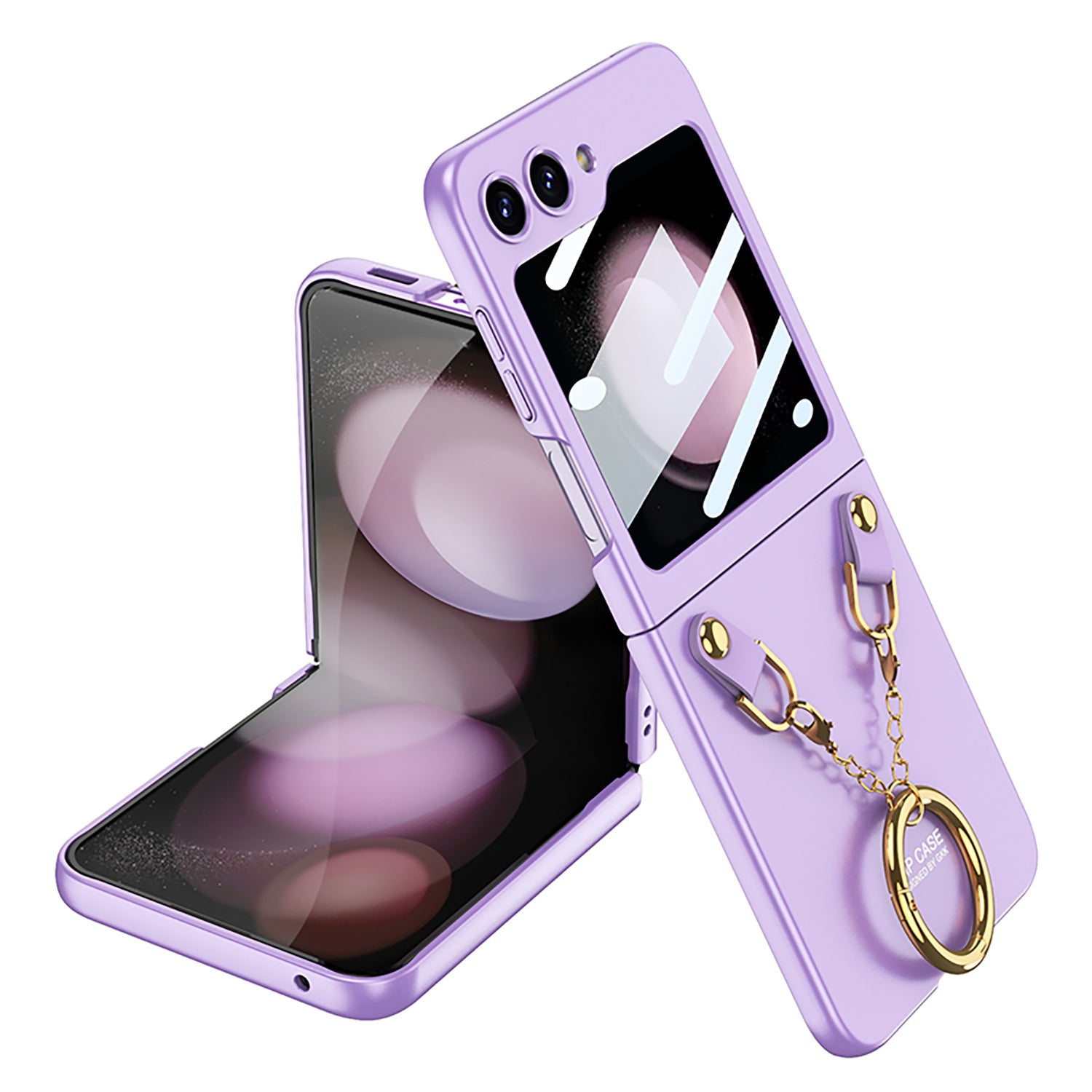 GKK til Samsung Galaxy Z Flip5 5G hårdt pc-telefontaske Ring Finger Grip Design Cover med lille skærmfilm GKK til Samsung Galaxy Z Flip5 5G hårdt pc-telefontaske Ring Finger Grip Design Cover med lille skærmfilm